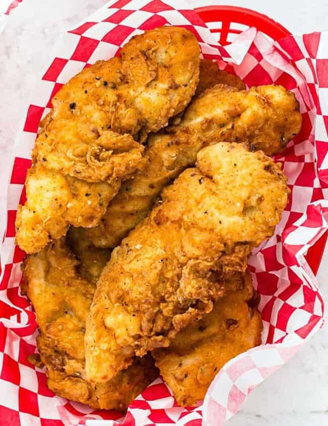 fried chicken tenders in basket