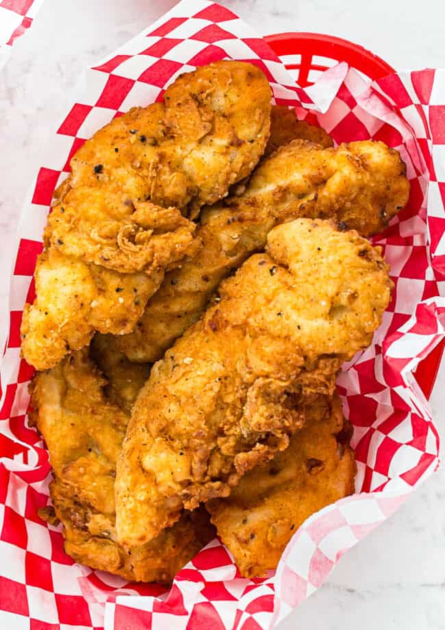 fried chicken tenders in basket