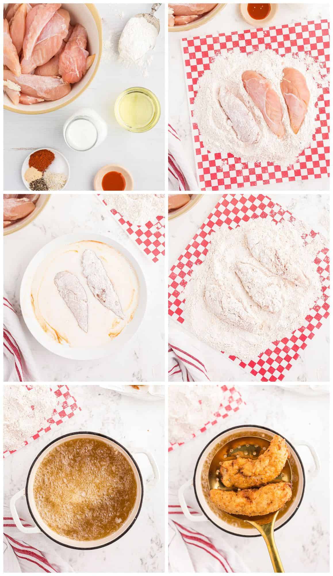 step by step photos for how to make fried chicken tenders