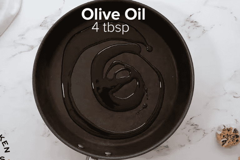 Olive oil in a skillet.