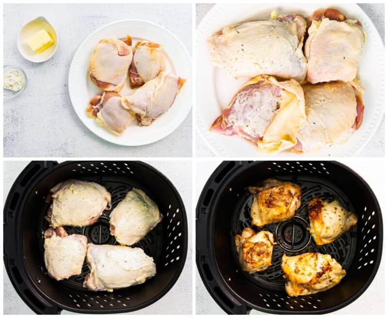 step by step photos for how to make air fryer ranch chicken thighs