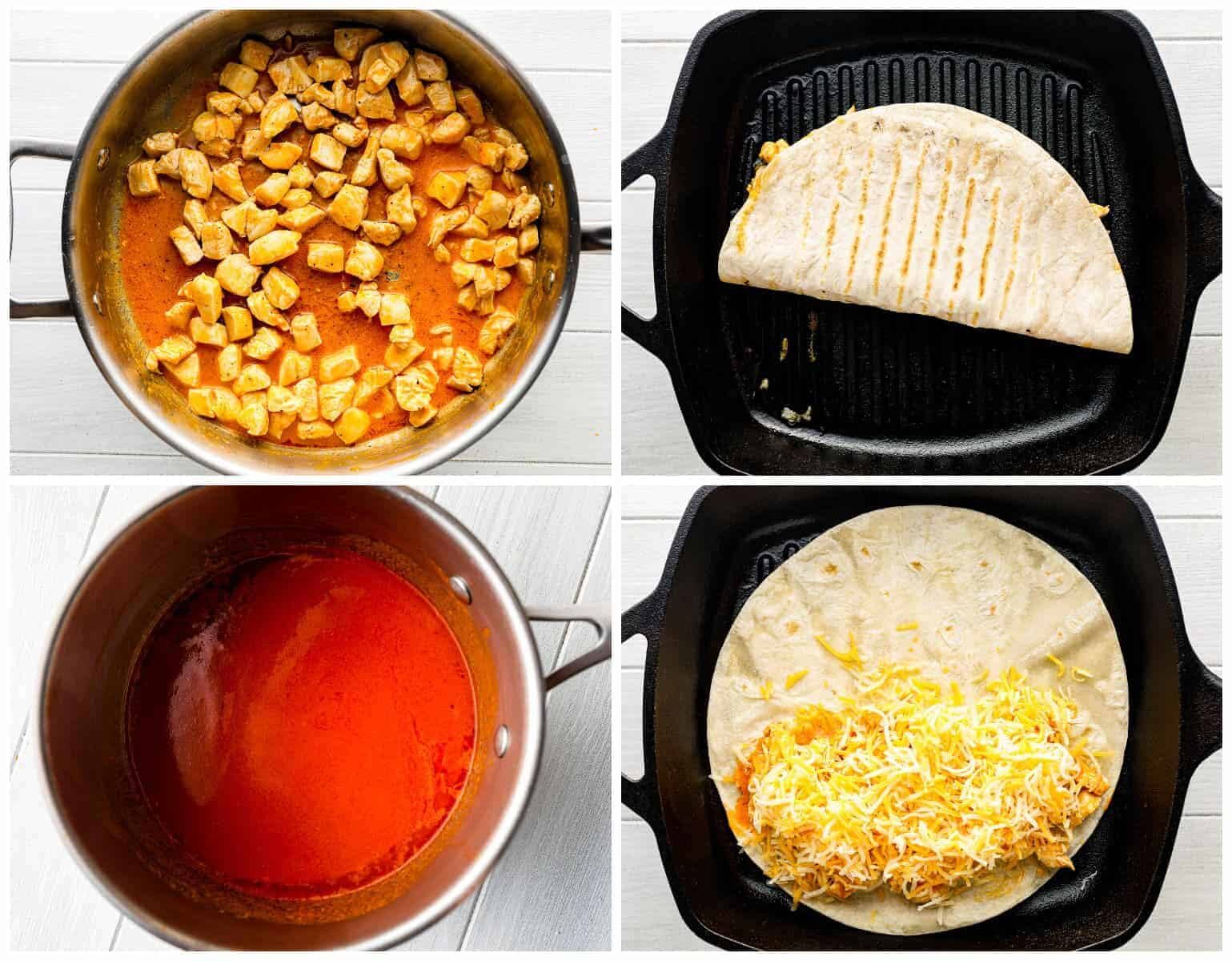 step by step photos for how to make buffalo chicken quesadillas