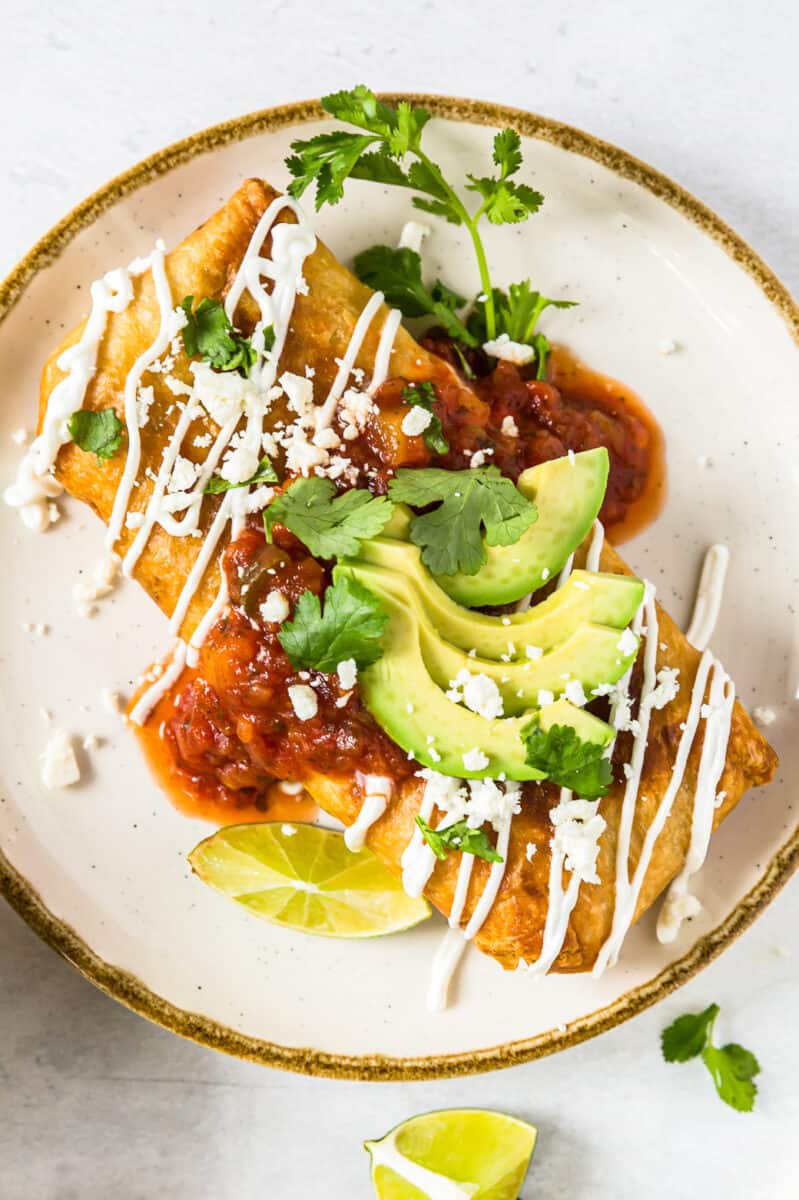 Chicken Chimichangas with Enchilada Sauce No chopping. No slicing. No knife  required!