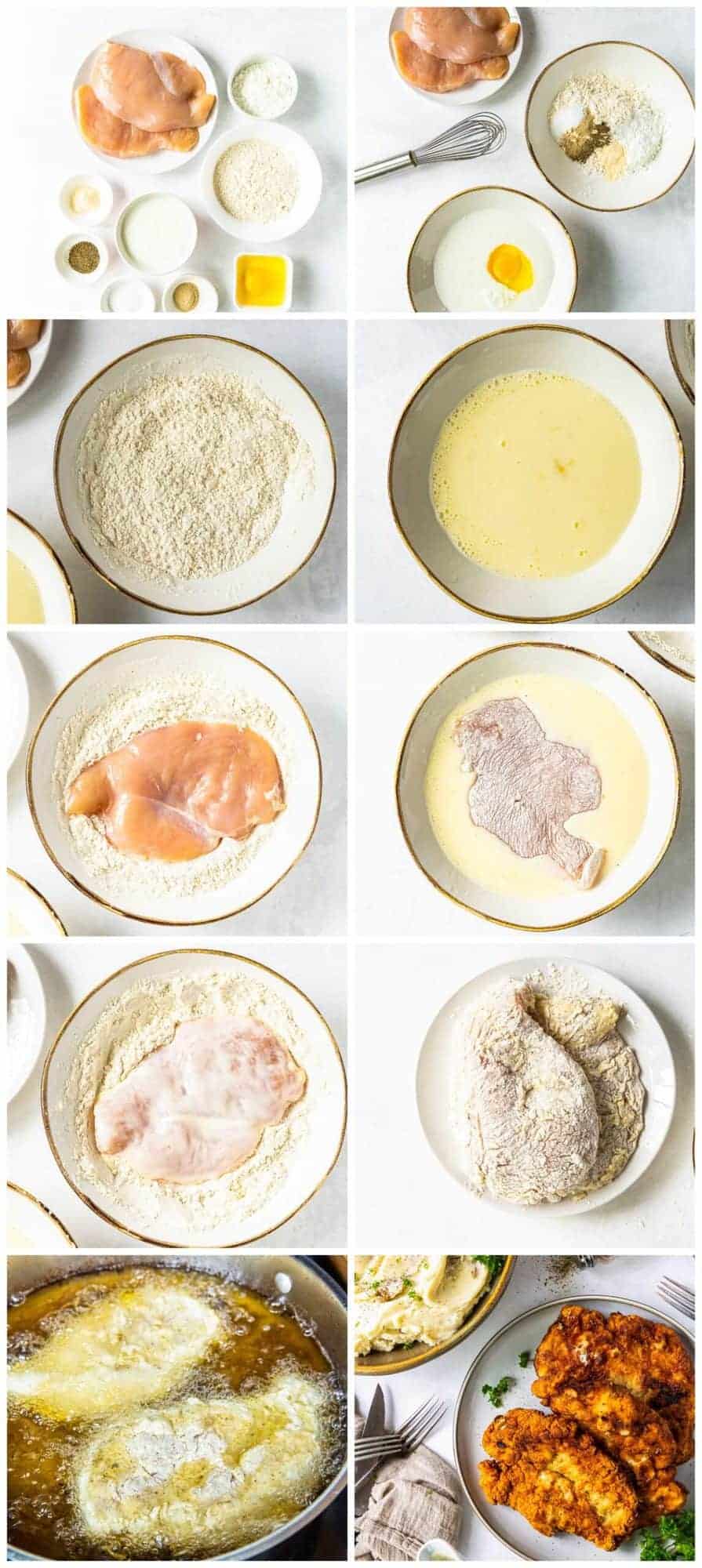 step by step photos for how to make chicken fried chicken