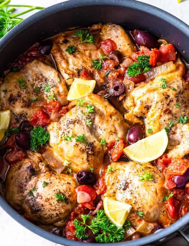 chicken provencal in skillet