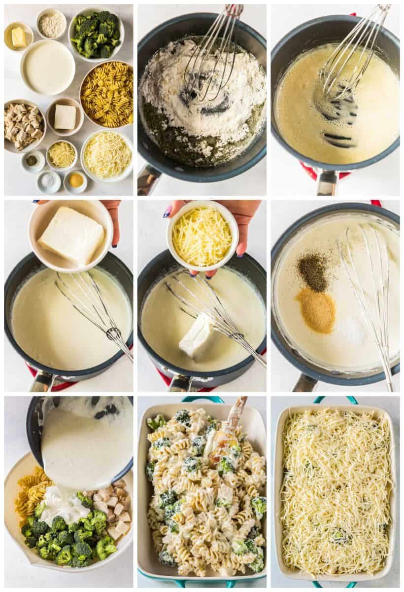 step by step photos for how to make broccoli chicken alfredo