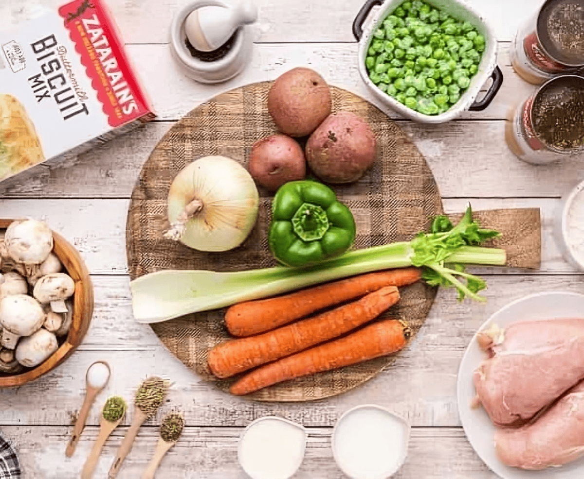 ingredients for crockpot chicken and dumplings.