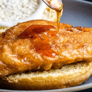 how to make beer battered chicken sandwich with hot honey