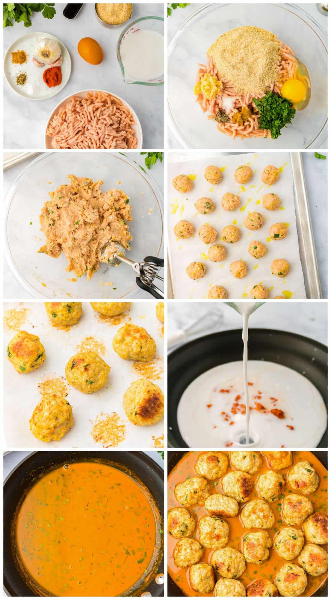 step by step photos for how to make curry chicken meatballs
