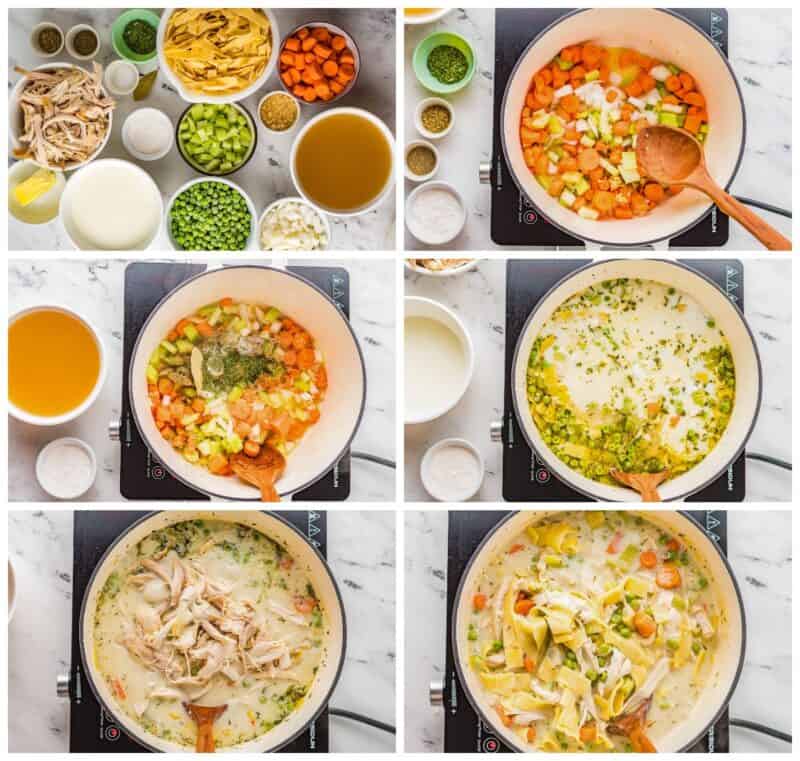 step by step photos for how to make chicken and noodles