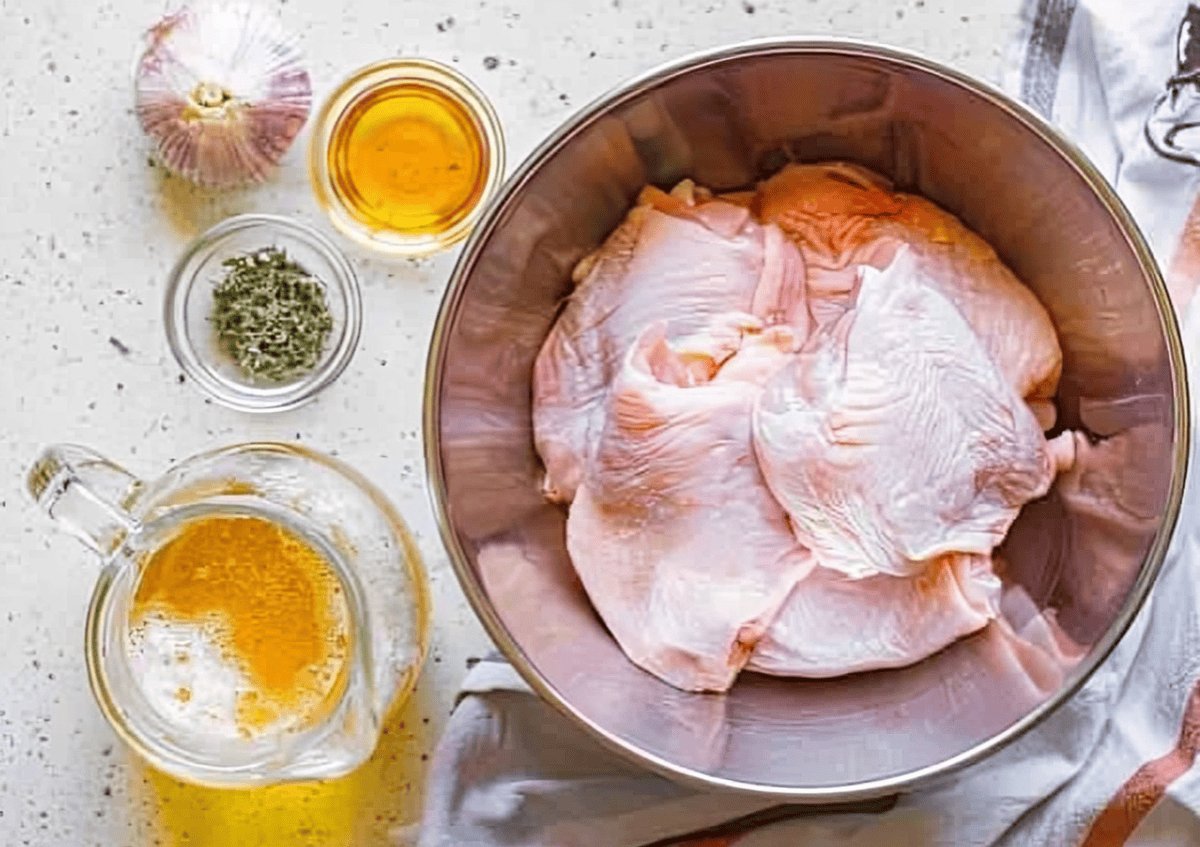 Ingredients for beer chicken.