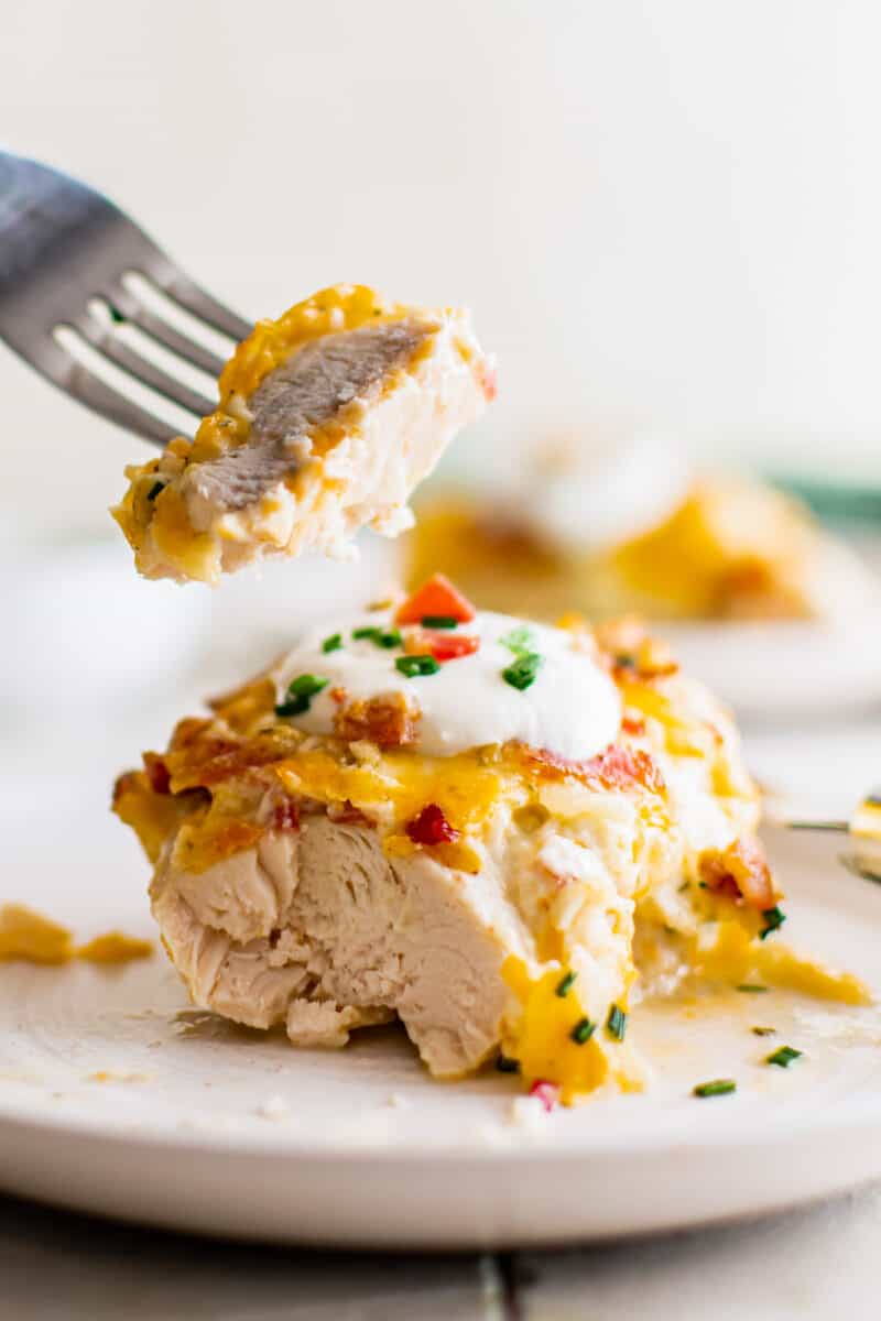 baked ranch chicken topped with sour cream