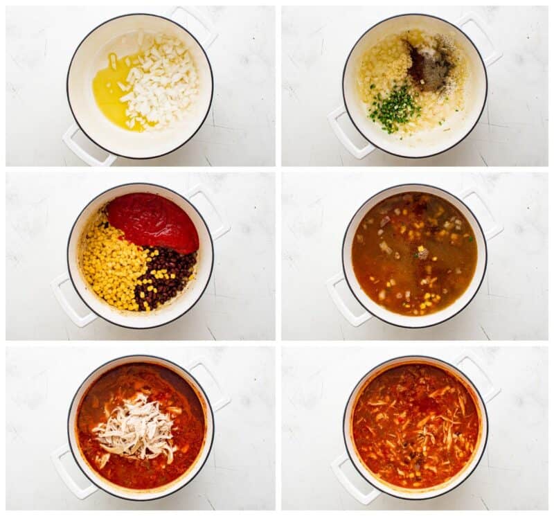 step by step photos for how to make chicken taco soup