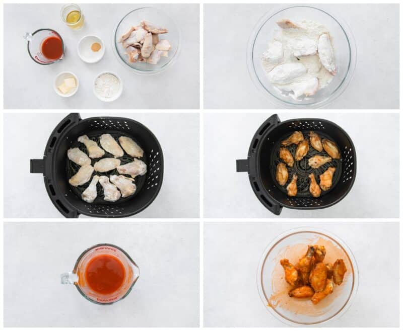 step by step photos for how to make air fryer honey buffalo chicken wings