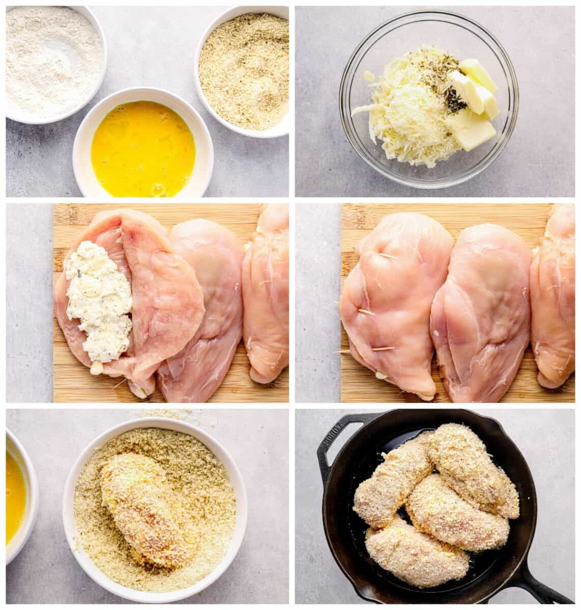 step by step photos for how to make cheesy garlic stuffed chicken