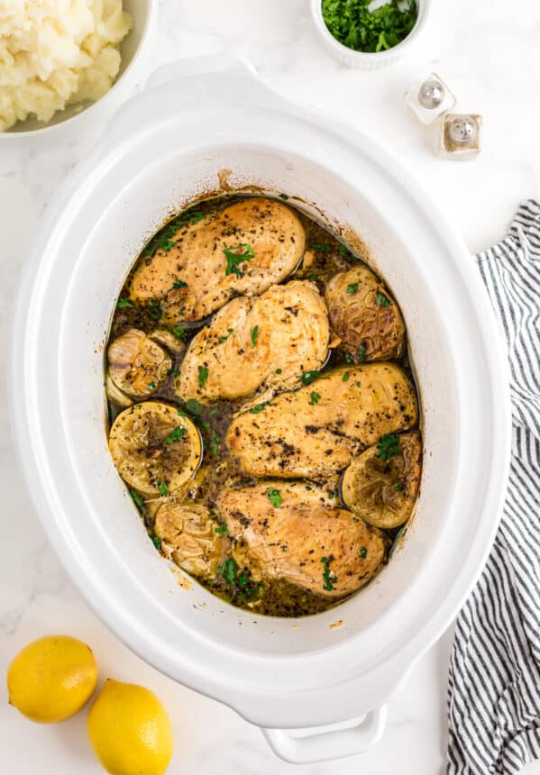lemon chicken breasts in a slow cooker