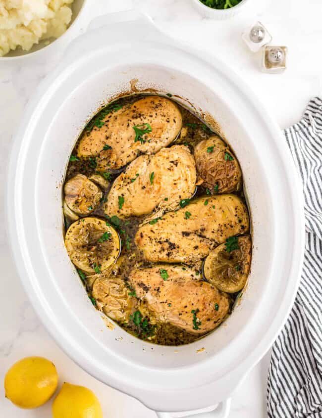 lemon chicken breasts in a slow cooker