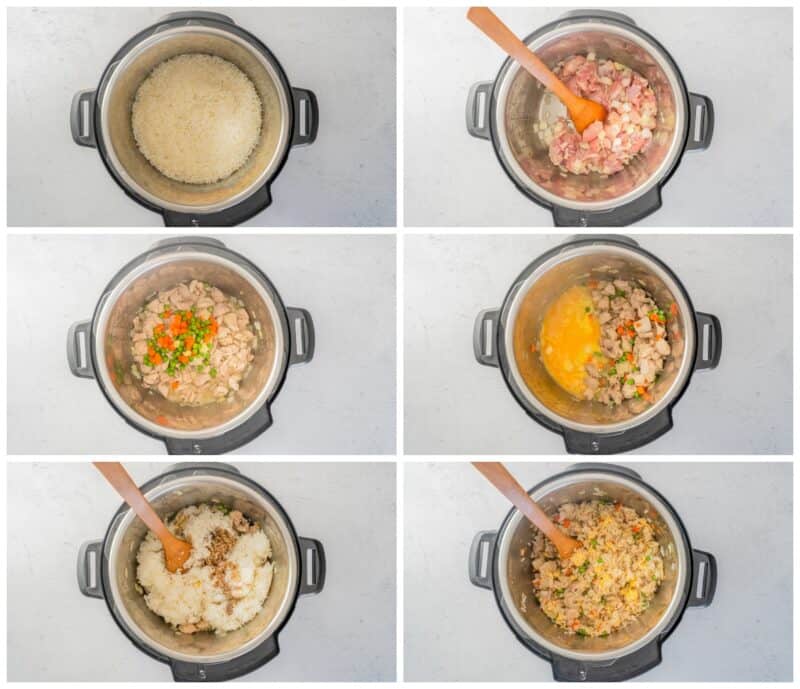 step by step photos for how to make instant pot chicken fried rice