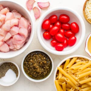 ingredients for how to make chicken pesto pasta