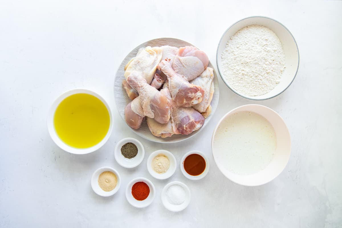 ingredients for pickle brined fried chicken
