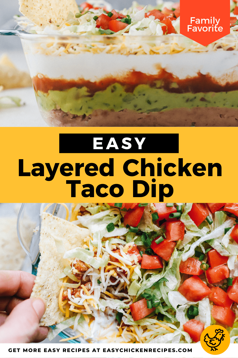 Layered Chicken Taco Dip - Easy Chicken Recipes