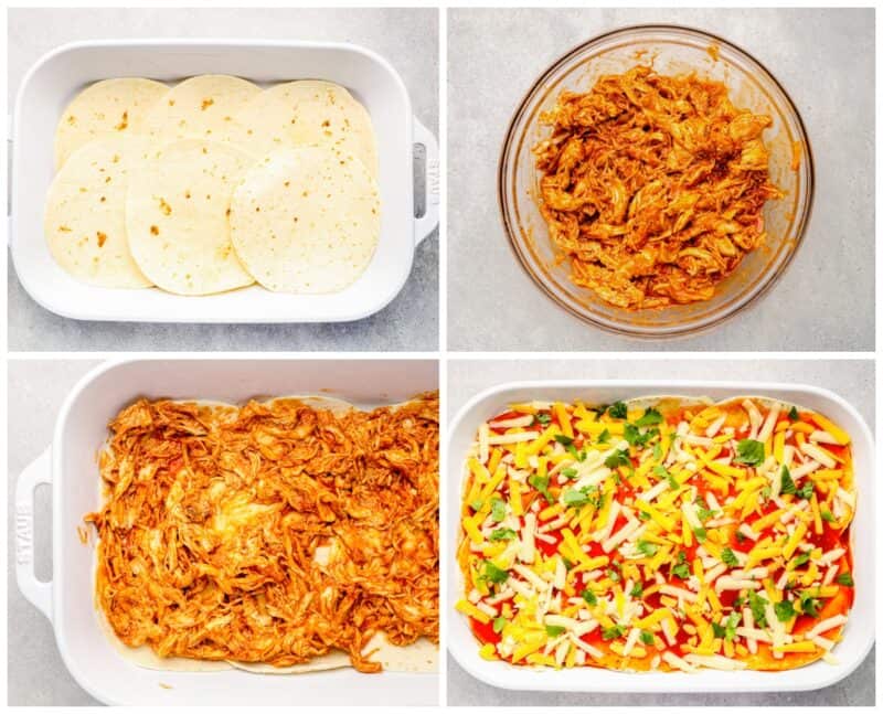step by step photos for how to make chicken tortilla bake
