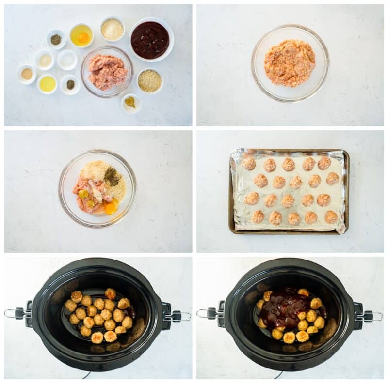 step by step photos for how to make crockpot bbq chicken meatballs