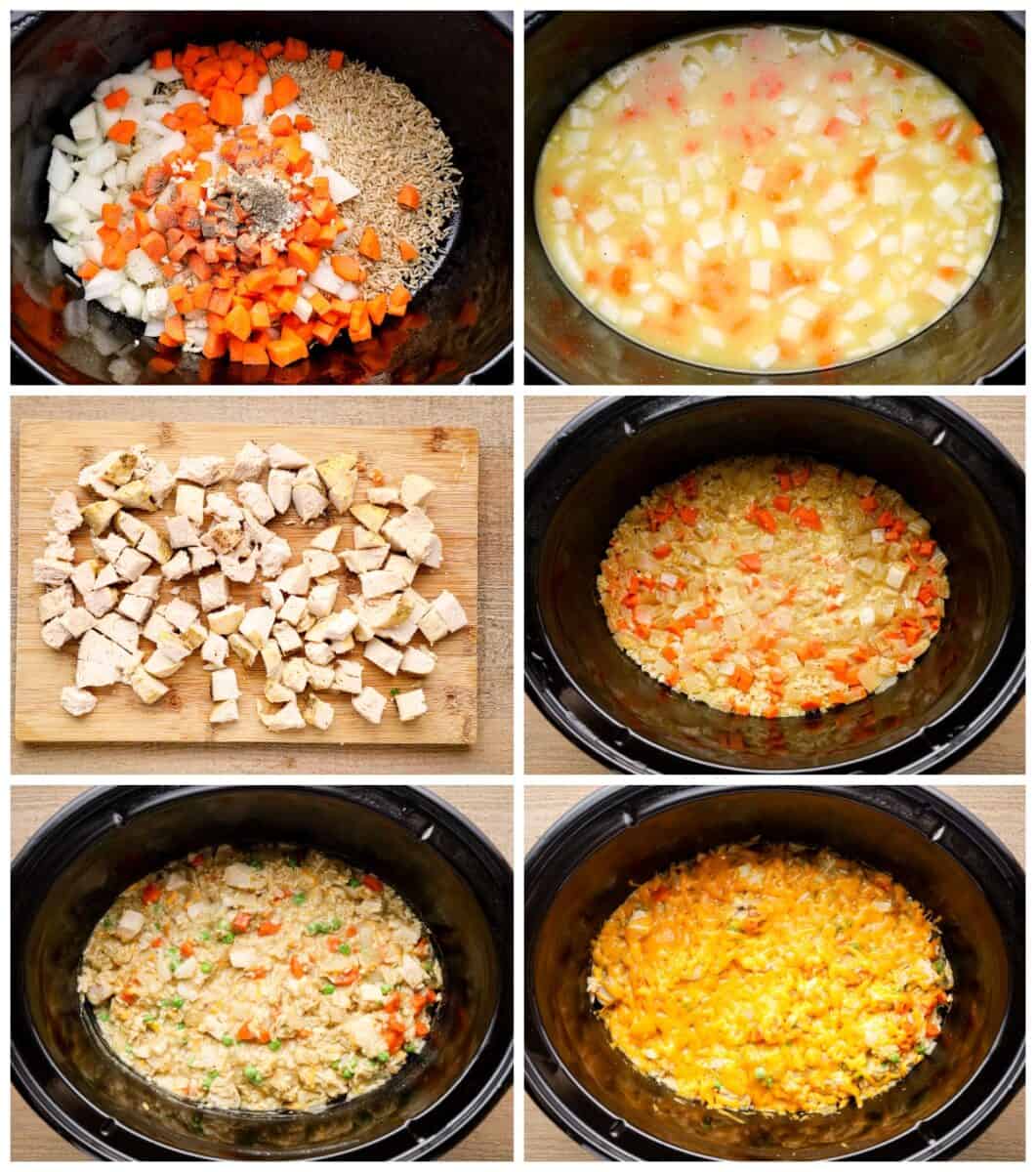 step by step photos for how to make crockpot chicken and rice
