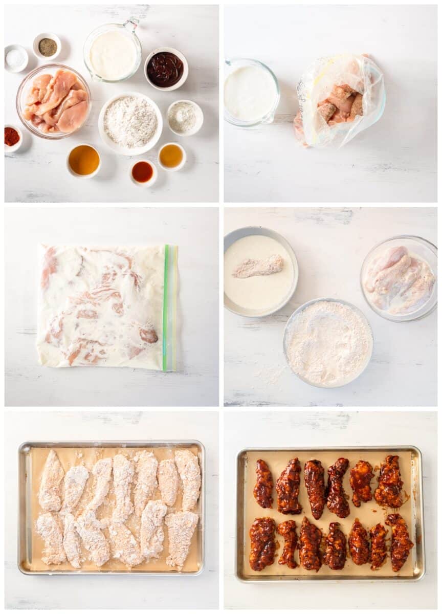 step by step photos for how to make honey bbq chicken tenders