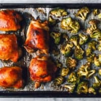 featured sheet pan chicken and broccoli.