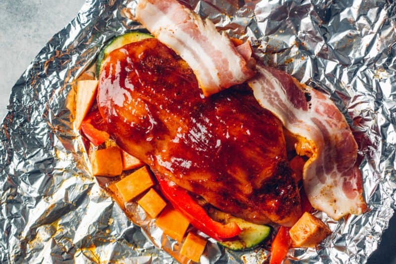 bbq basted bbq chicken foil packet.