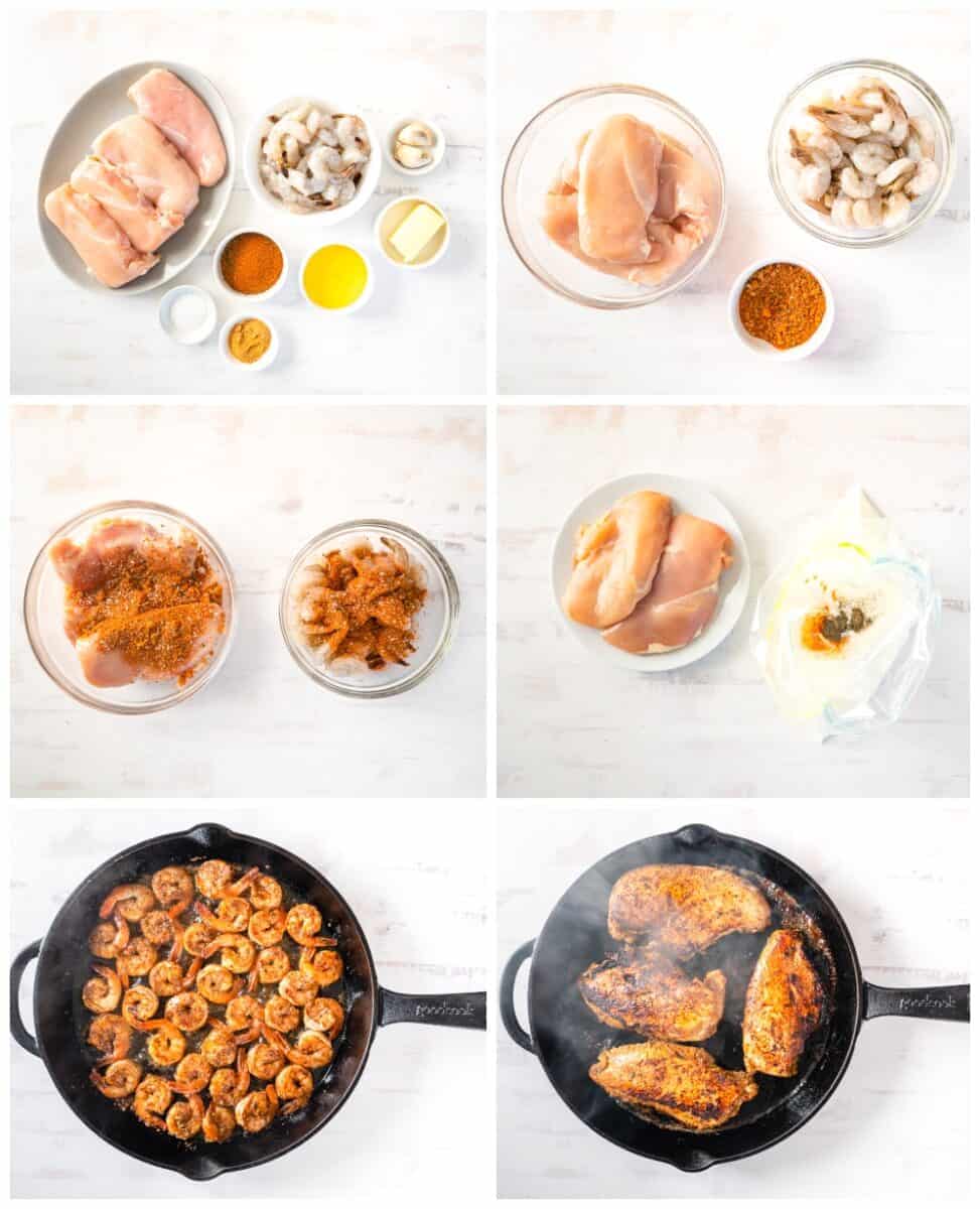 step by step photos for how to make applebees bourbon street chicken and shrimp.