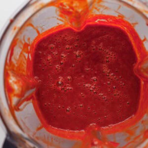 blended hot honey wing sauce in a blender.