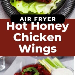 air fryer hot honey chicken wings pin.