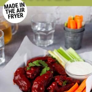 air fryer hot honey chicken wings pin.
