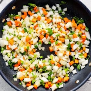 sautéing veggies in the skillet