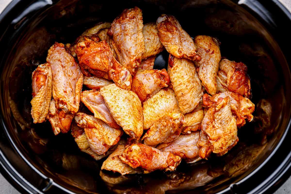 chicken wings in a crockpot.