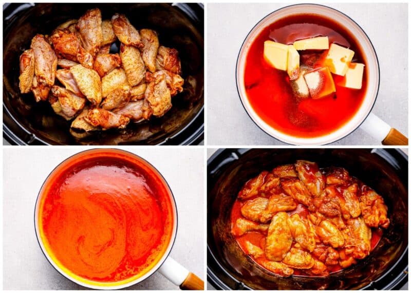 step by step photos for how to make crockpot buffalo chicken wings.