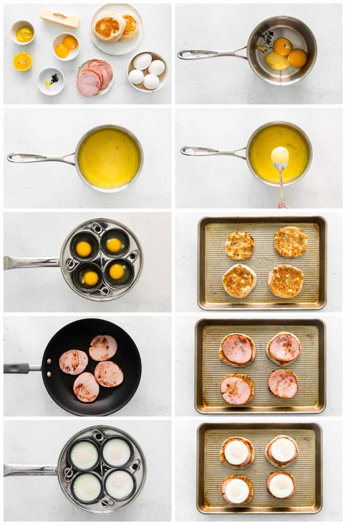 step by step photos for how to make eggs benedict.