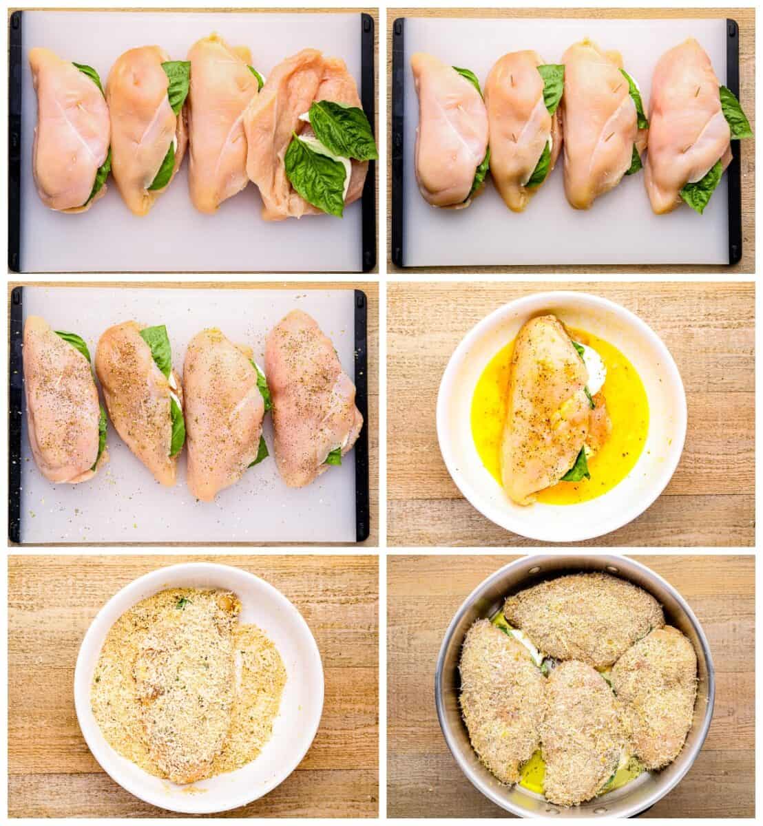 step by step photos for how to make stuffed chicken parmesan.