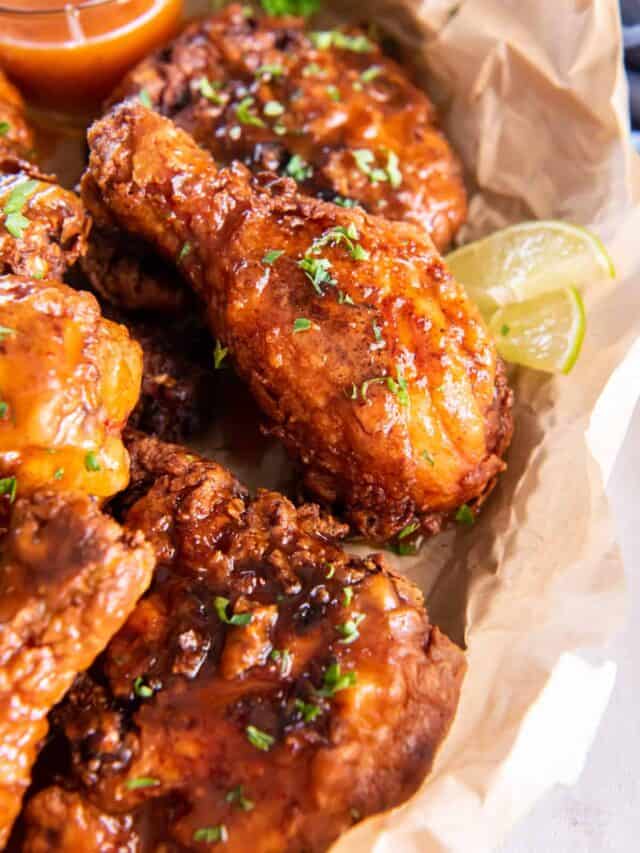 pieces of hot honey fried chicken