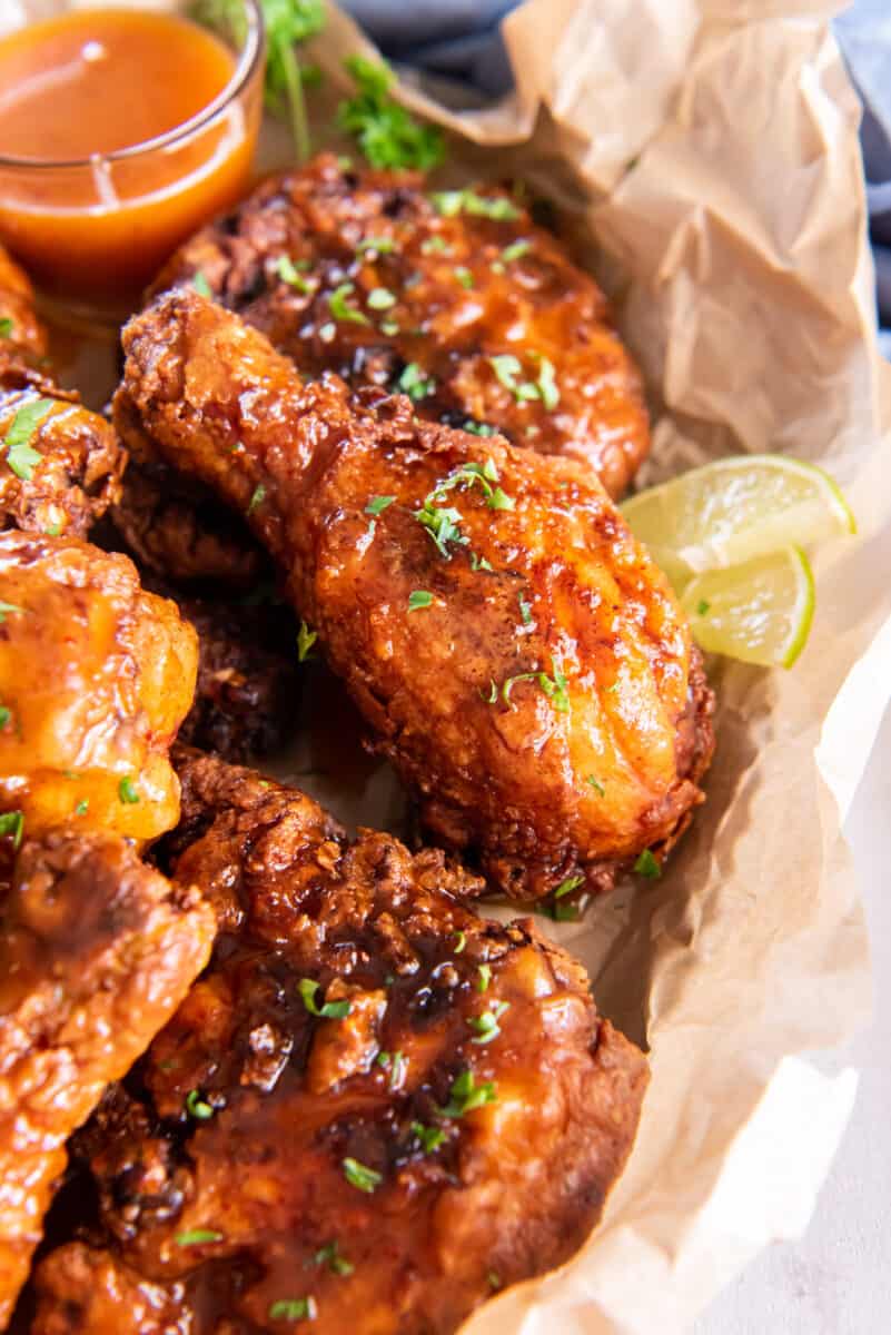 pieces of hot honey fried chicken