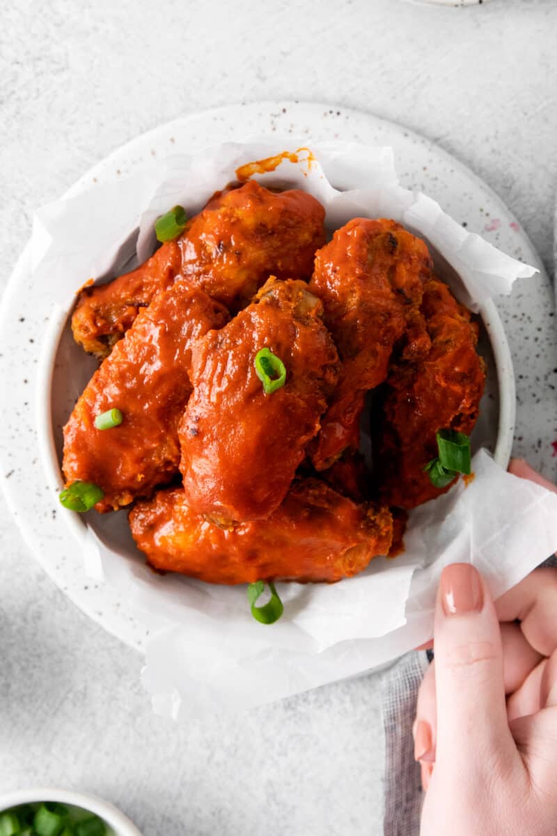 Nashville hot chicken wings in a bowl