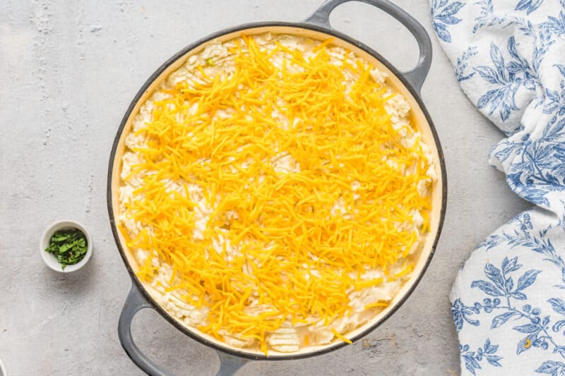 Shepherds pie topped with shredded cheese