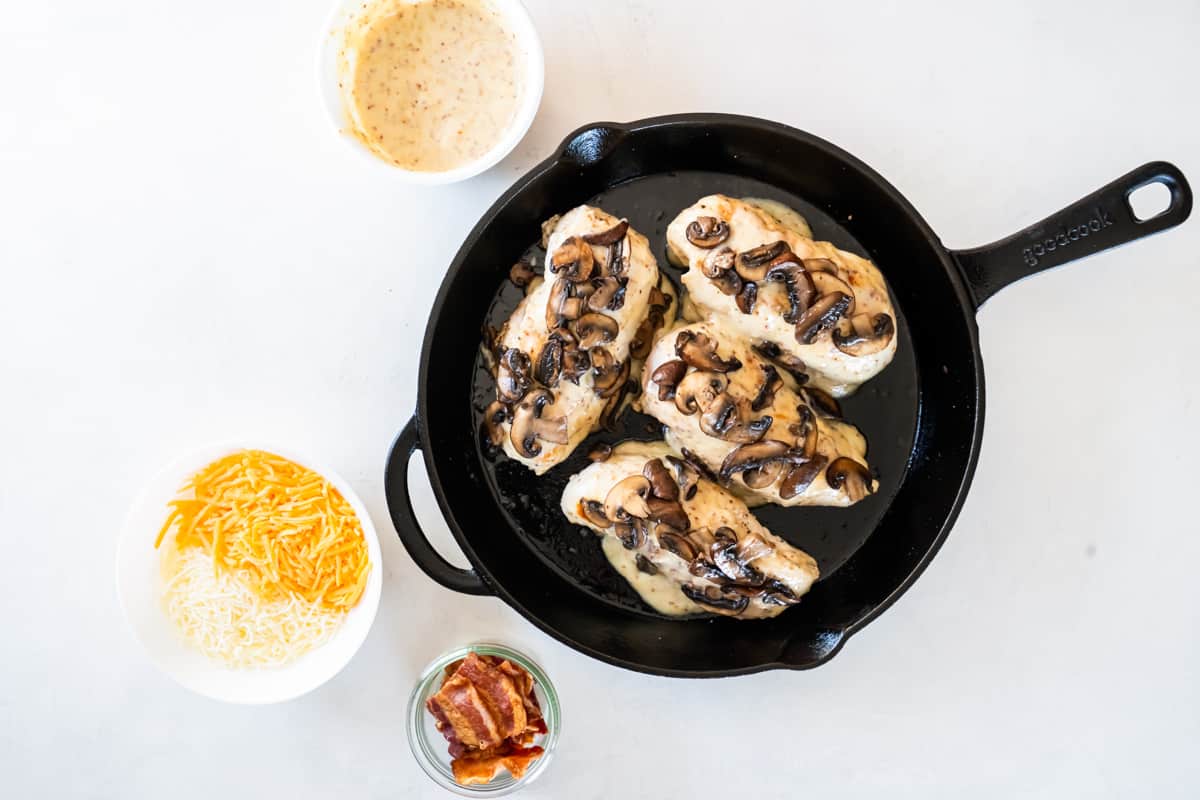 chicken breasts topped with mushrooms