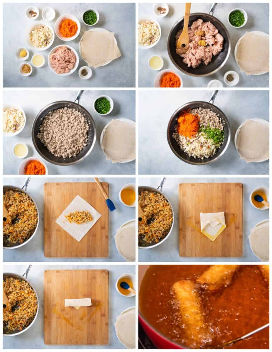 how to make chicken egg rolls step by step photo instructions