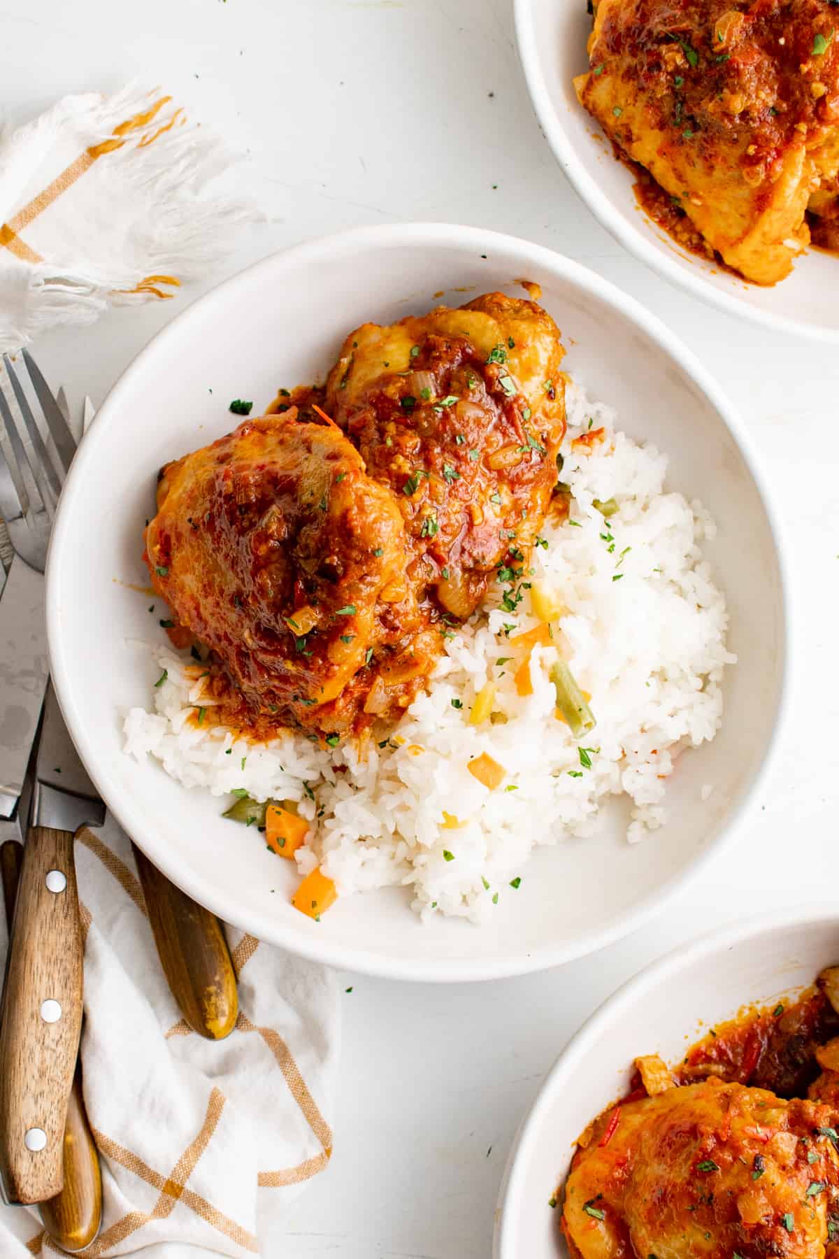 a bowl of harissa chicken and rice