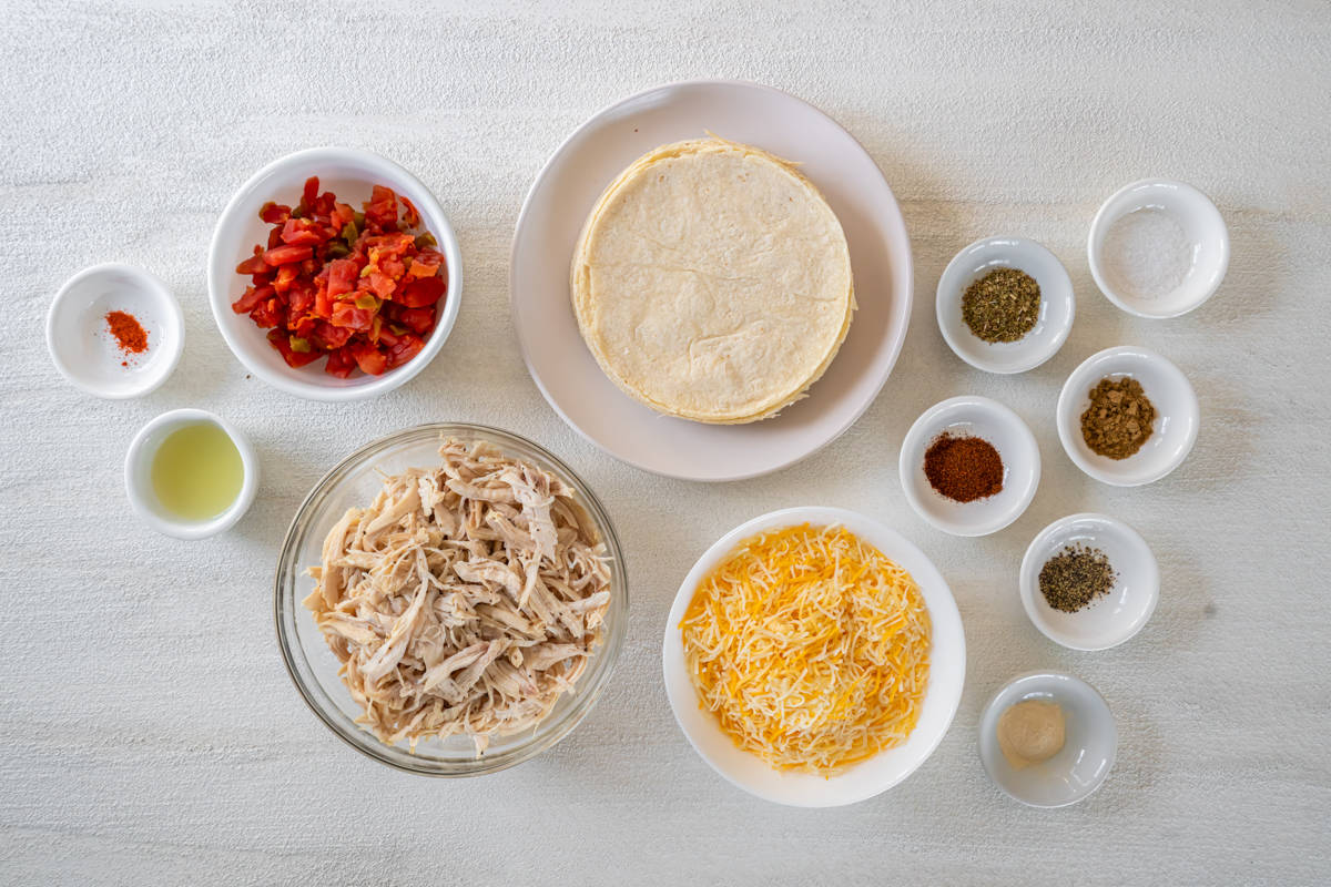 Ingredients for shredded Chicken Taquitos.