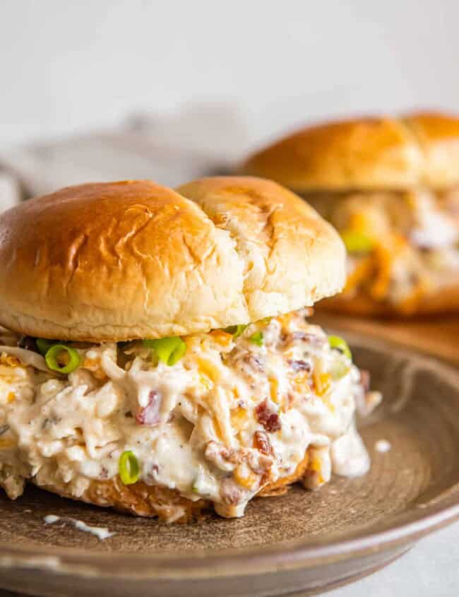 crockpot crack chicken sandwich on a plate