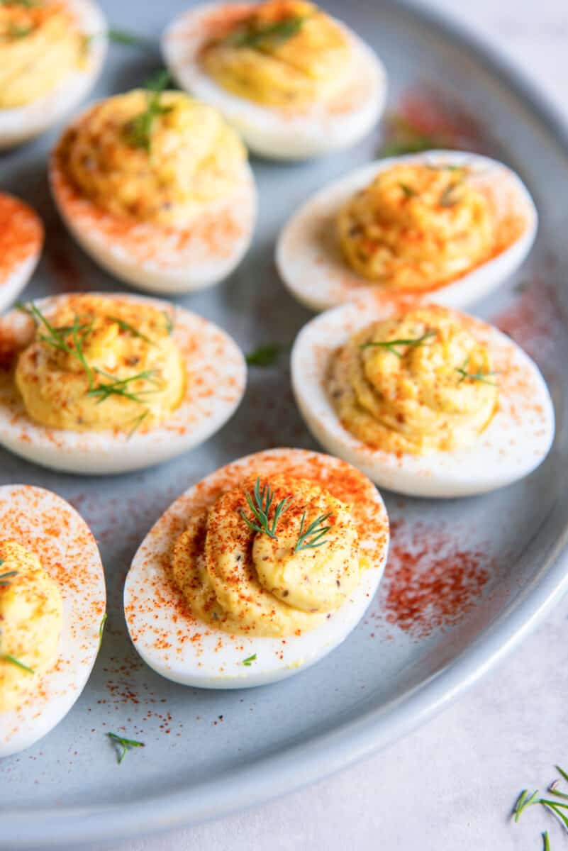 a plate of the best deviled eggs